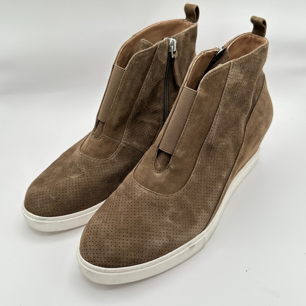 Linea Paolo Felicia Wedge Bootie Shoe Womens 9M Brown Suede Autumn PSL Casual